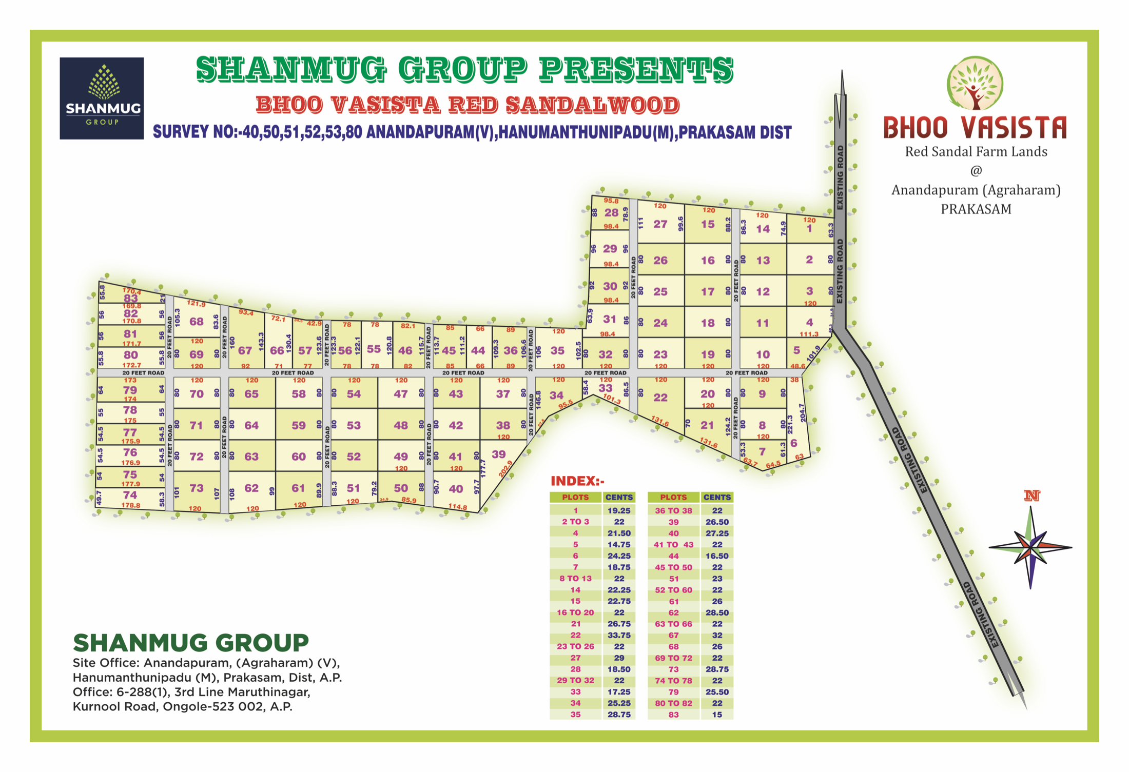 Bhoo Vasista 83-plot layout map